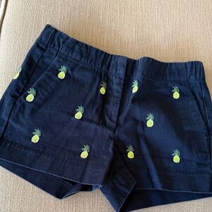 I Crew Crewcuts Navy Pineapple Embroidered Girl’s Shorts sz 10 NWOT